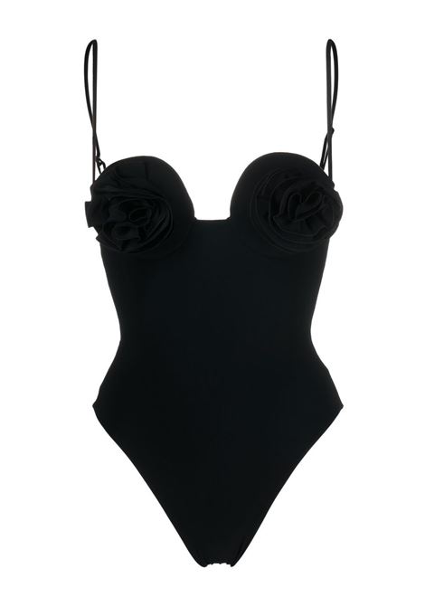 Black floral-applique swimsuit Magda Butrym - women